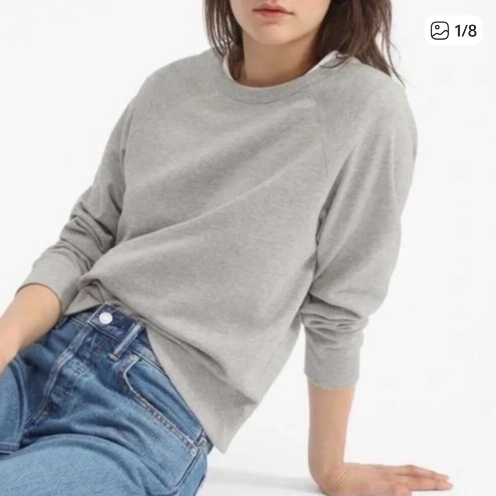Everlane Lightweight French Terry Crewneck Pullover in Grey - size small